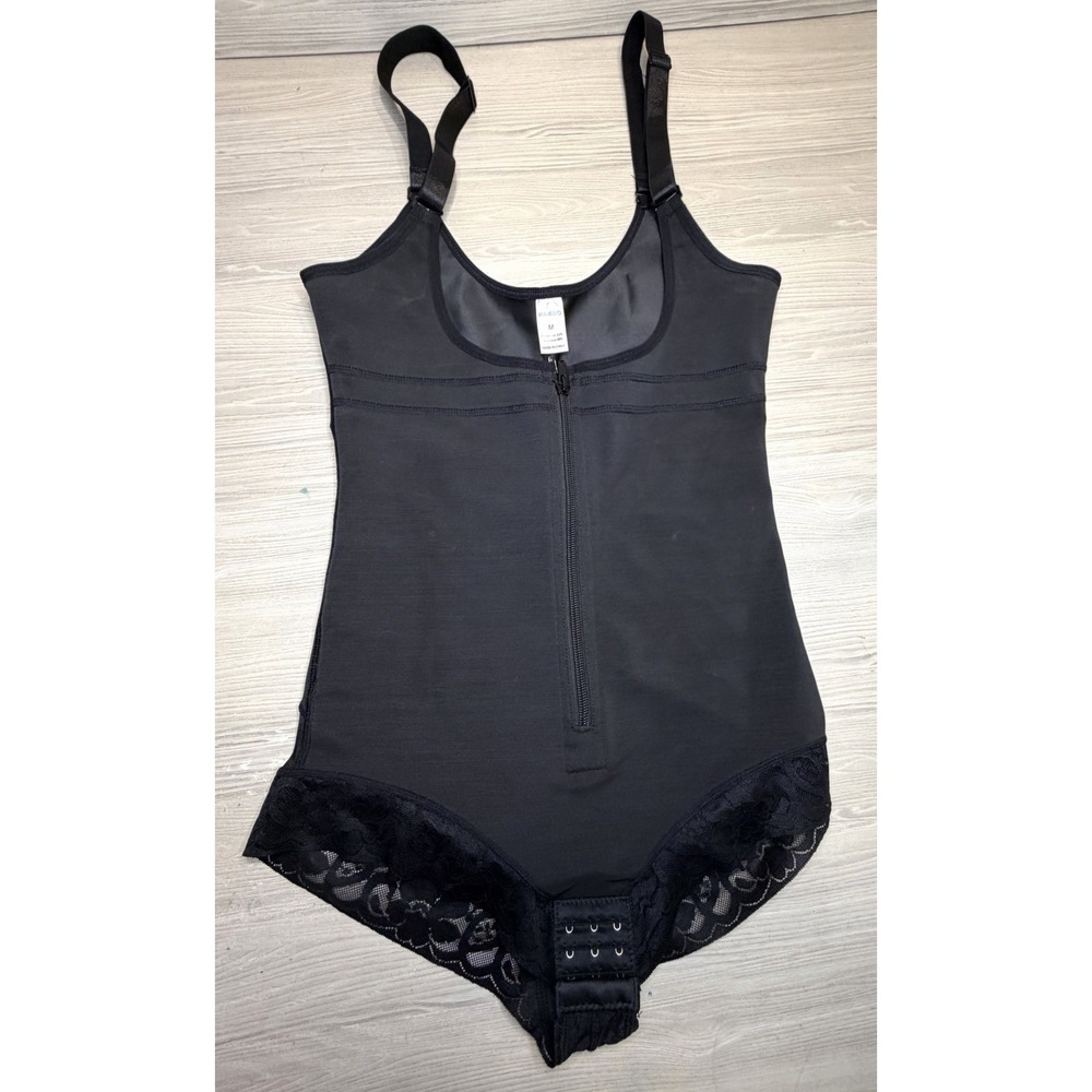 Bodysuit Shapewear Open Bust Black Adjustable Straps Size Medium Lace